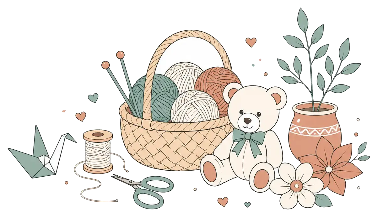 Collage of colorful handmade craft projects from across the Craftaholic Witch categories