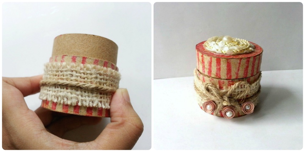 DIY Recycled Jewelry Box 5 How to make tissue paper roll box step 3