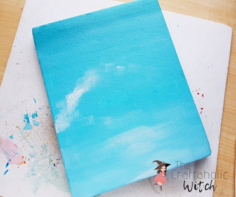 Step 3, blue ombre base complete Finished blue ombre base layer covering the canvas from top to bottom