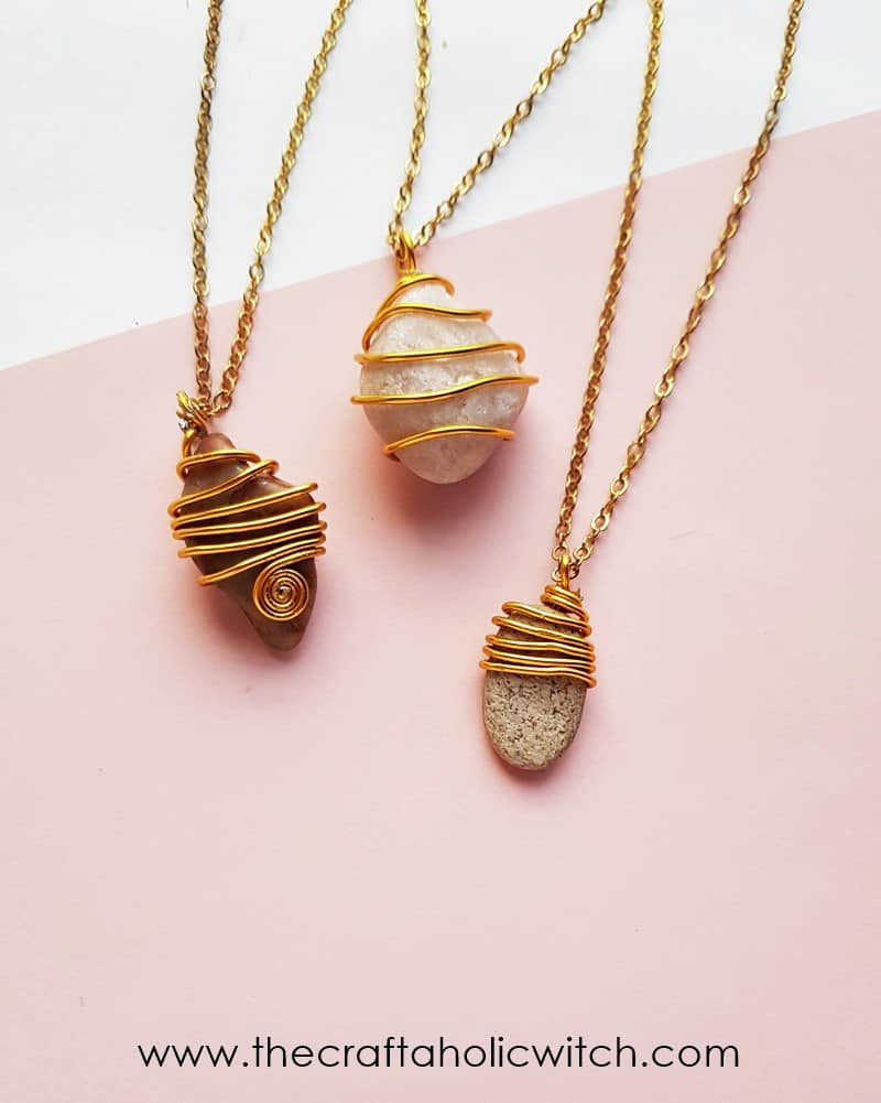 wire wrapped stone necklace