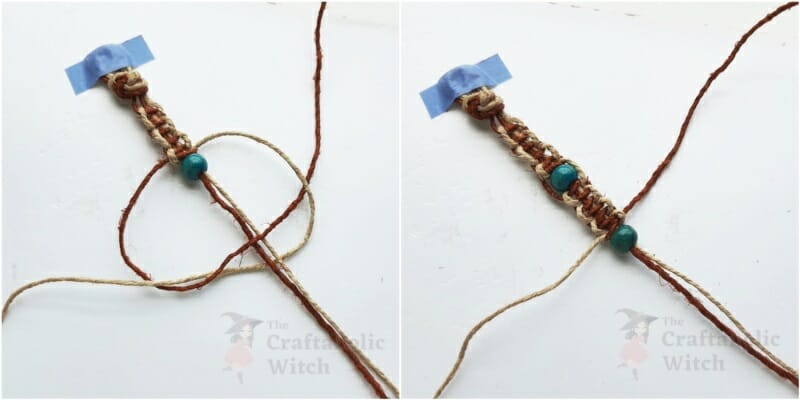 Step 10: Add 3 More Square Knots And the Second&nbsp; Bead