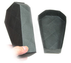 15 Halloween Origami Projects with Step-by-Step Tutorials 12 Origami coffin: three-dimensional black paper coffin with removable lid