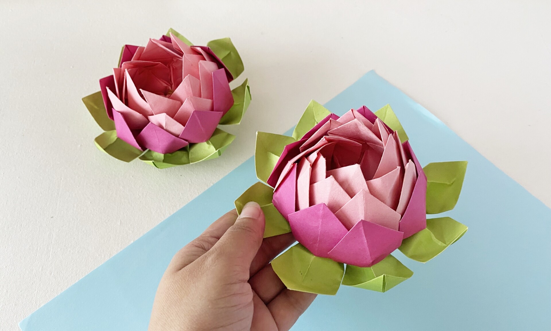 Realistic Origami Lotus Flower Tutorial with Video Steps 