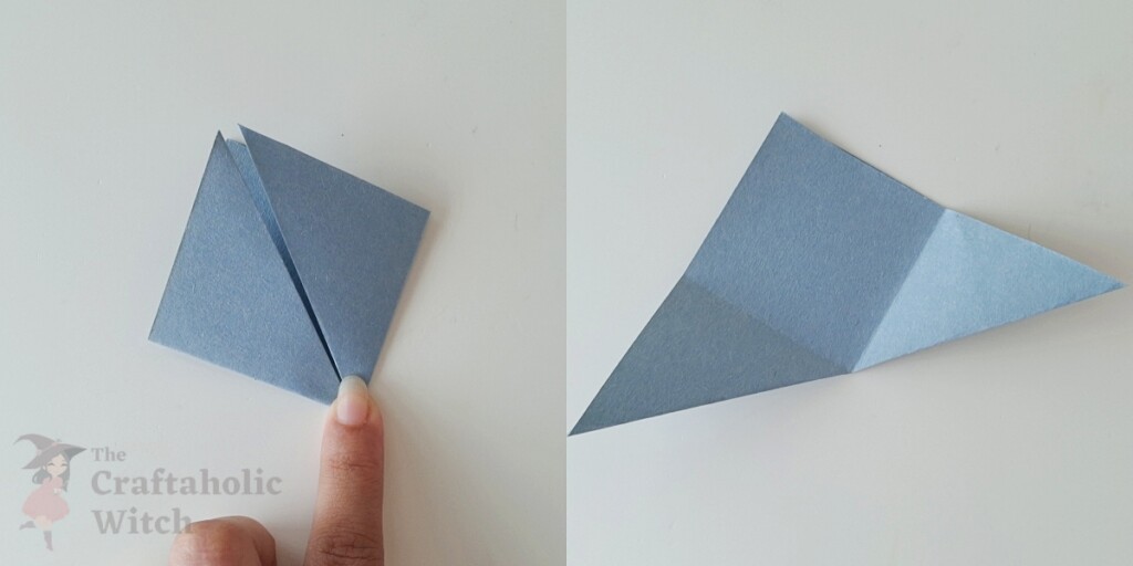 origami bat steps 3 - 4 Easy Halloween Bookmarks for Kids (Free Template + Video)