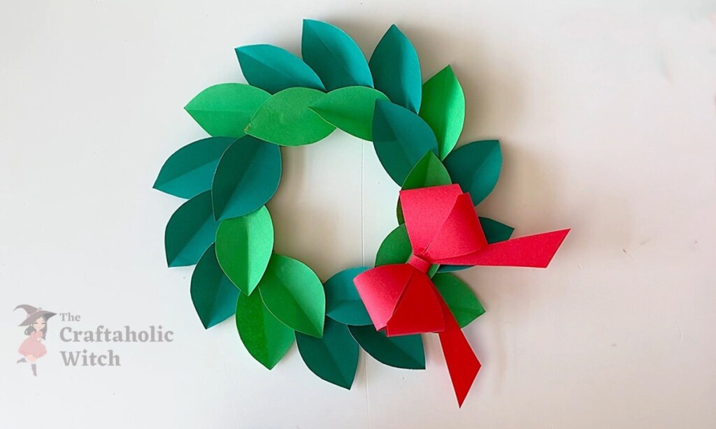 Paper Christmas Wreath Step 8 - Easy Paper Christmas Wreath Craft for Kids (+Free Template)