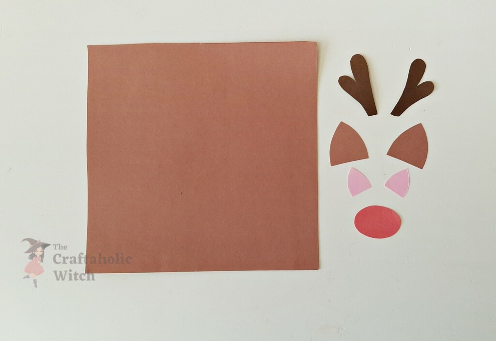 Xmas Reindeer BM Steps 1 - 4 Easy Origami Christmas Bookmarks for Kids (Free Template + Video)