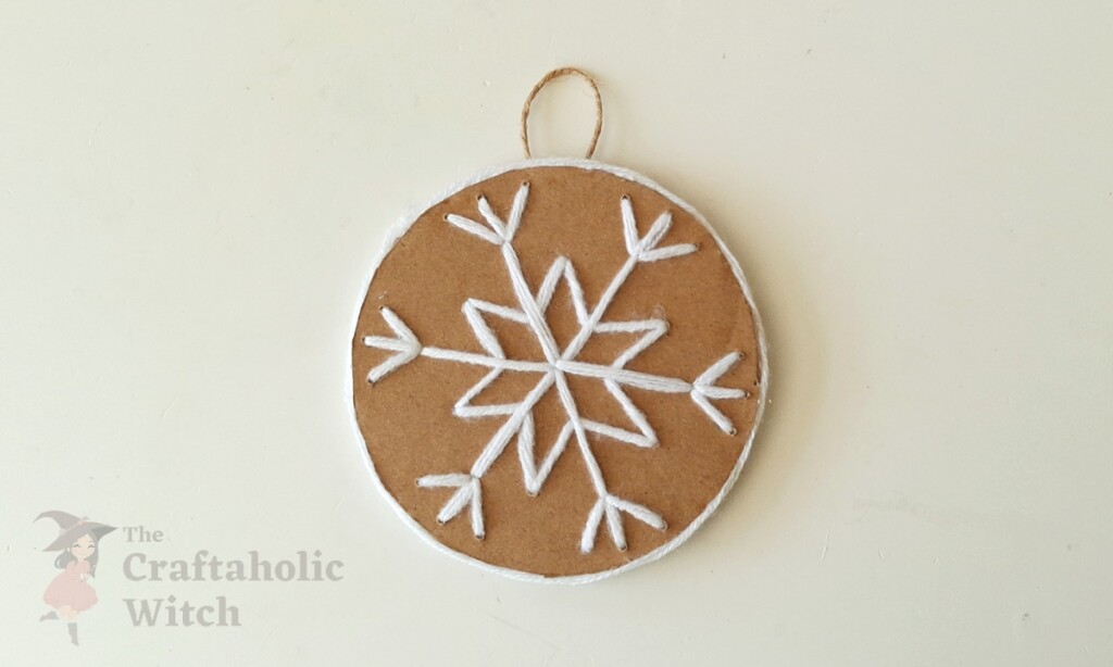 Cardboard Snowflake Ornament Steps 7 - Easy Cardboard Snowflake Ornament for Kids (Free Template + Video Tutorial)