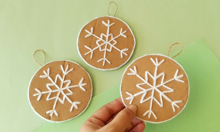 Easy Cardboard Snowflake Ornament for Kids (Free Template + Video Tutorial)