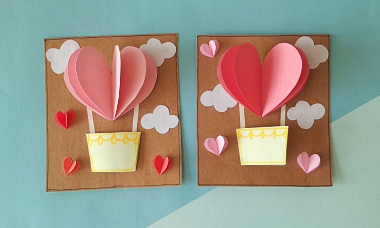 Heart Air Balloon Card Template PDF included download preview