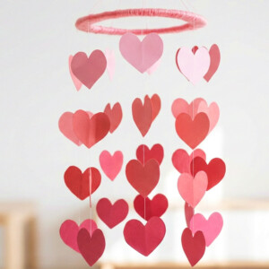 papercraft heart mobile hanging