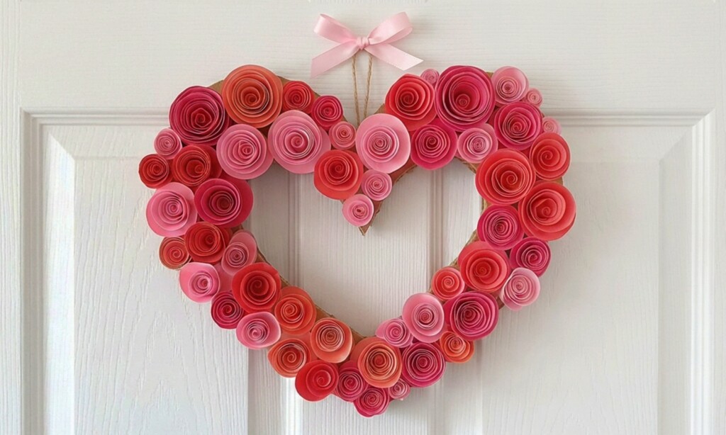 paper flower heart wreath