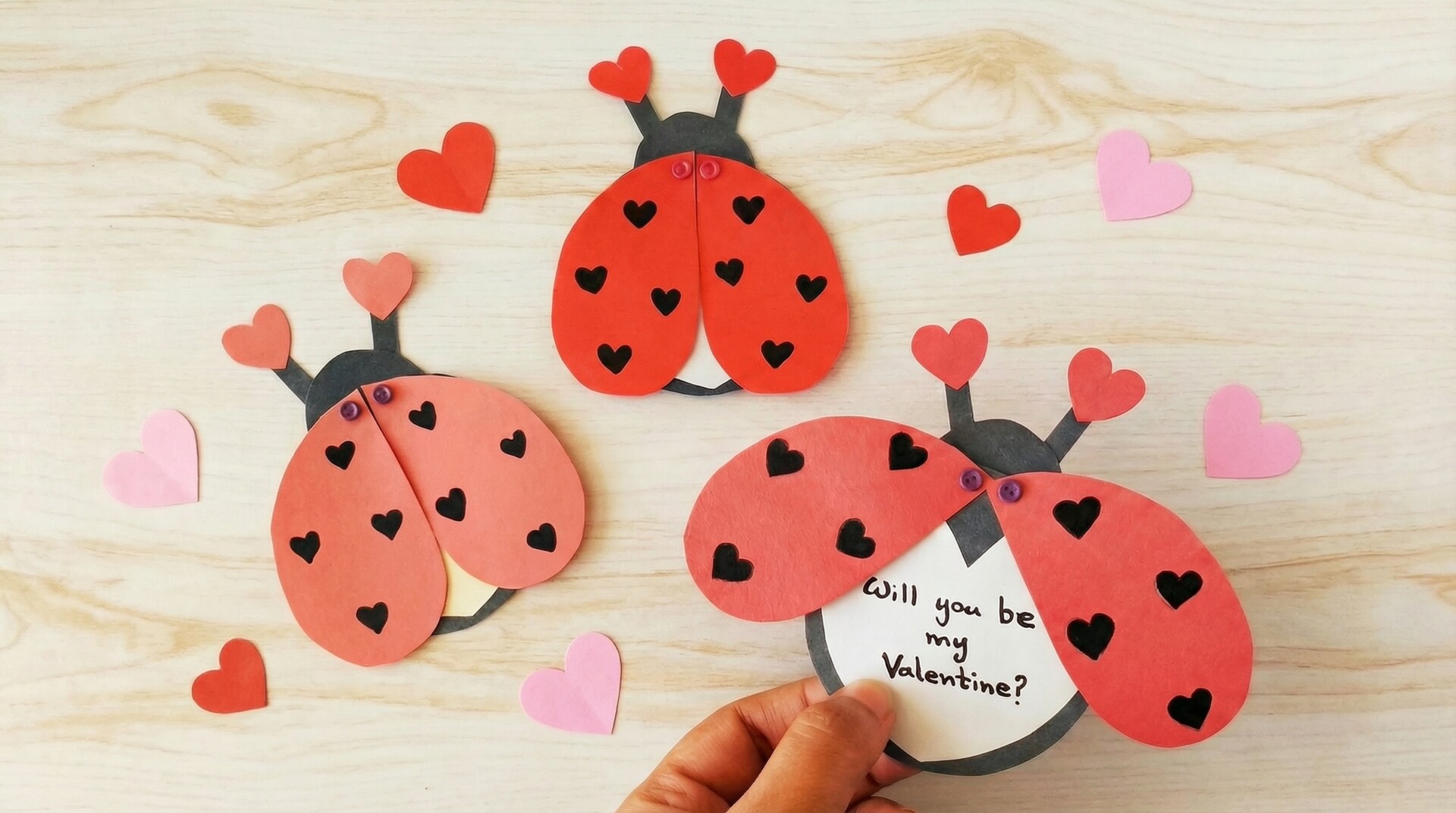 Easy Valentine's Day Ladybug Card with Sliding Heart Wings (free ...