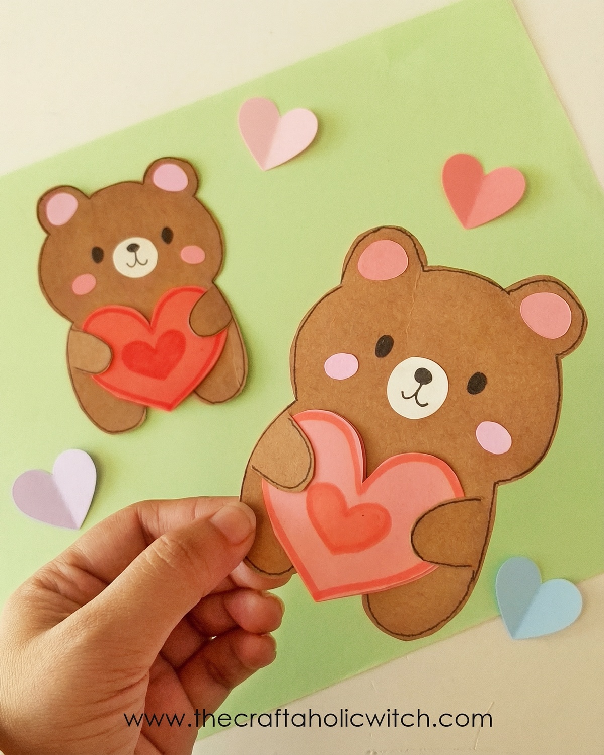 Valentine Bear Long 2 - How to Make a Cute Bear Valentine Card (Template + Video Tutorial)