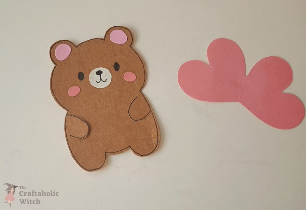 Valentine Bear Steps 4 - How to Make a Cute Bear Valentine Card (Template + Video Tutorial)