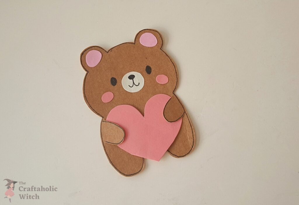 Valentine Bear Steps 6 - How to Make a Cute Bear Valentine Card (Template + Video Tutorial)