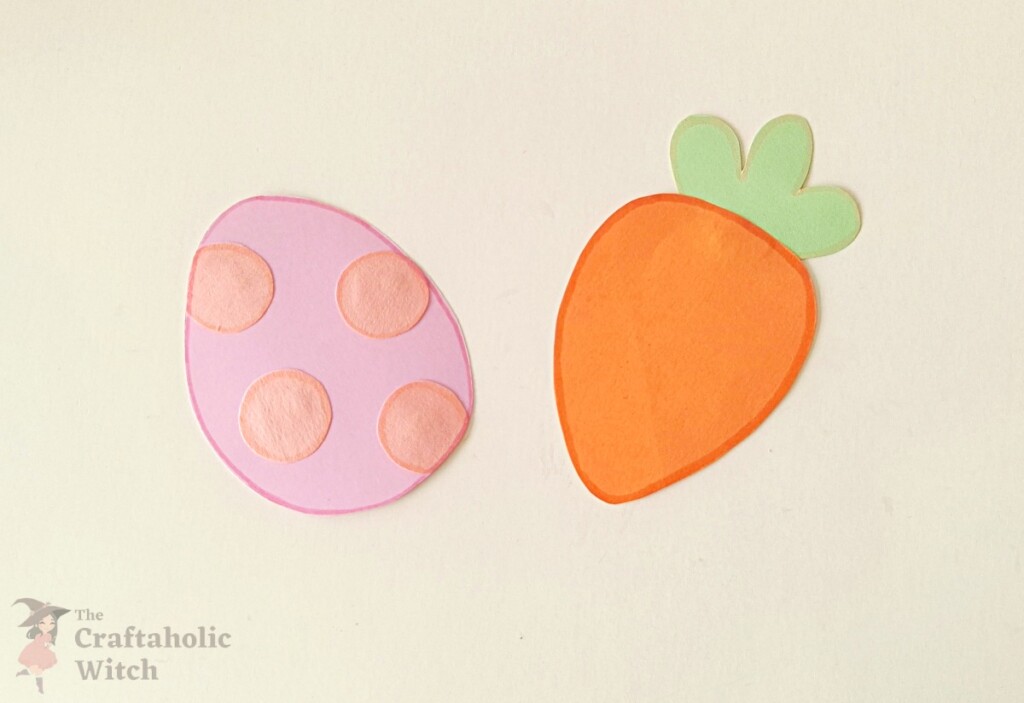 Marker being used to outline the edges of the carrot and egg shapes