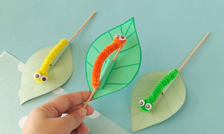 Easy Moving Caterpillar Craft for Kids (Free template + Video Tutorial)