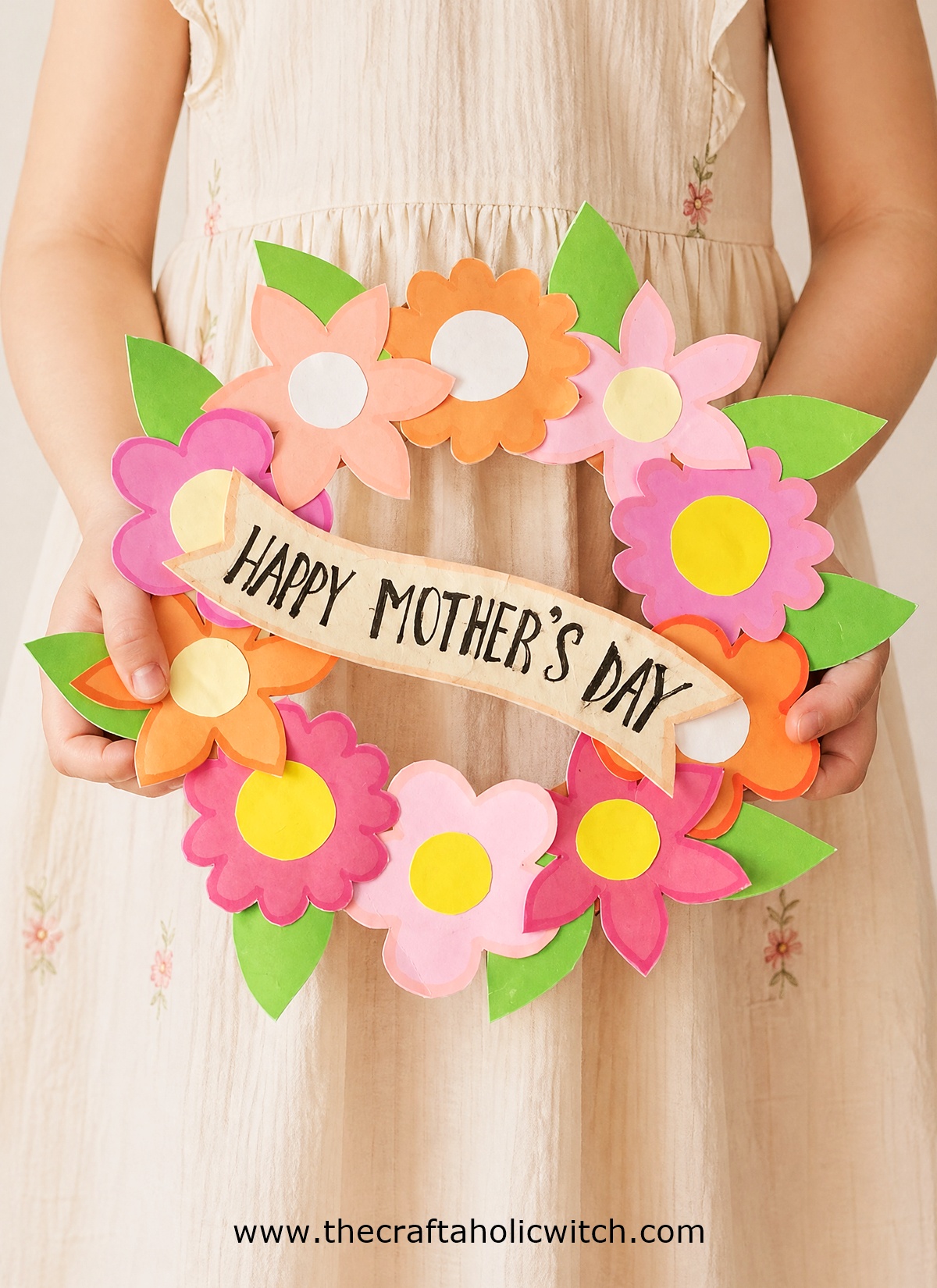 Mothers Day Flower Wreath Long Image 1 - How to Make a Paper Flower Wreath for Mother’s Day