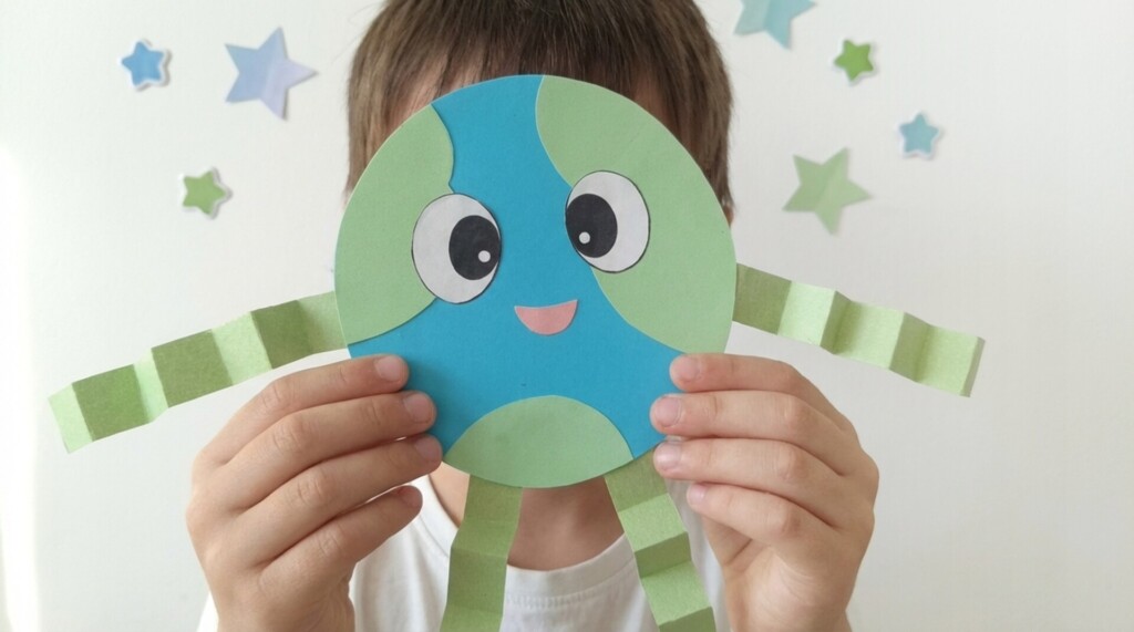 Papercraft Happy Earth Buddy Blog Cover - Paper Earth Buddy - Fun Earth Day Craft for Kids with Free Template