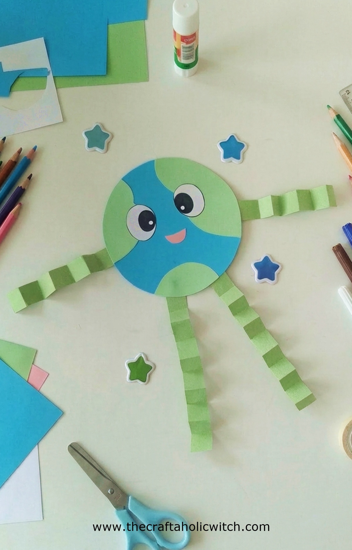 Paper Earth Buddy - Fun Earth Day Craft for Kids with Free Template 2 Papercraft Happy Earth Buddy Long Image 2 - Paper Earth Buddy - Fun Earth Day Craft for Kids with Free Template