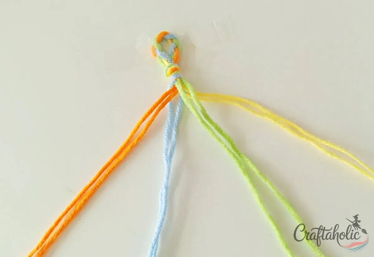 Drawing the right group over the adjacent strand in the braid