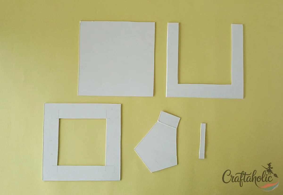 Prepare the frame parts Cutting cardboard frame layers using the printed template for the paper quilling photo frame