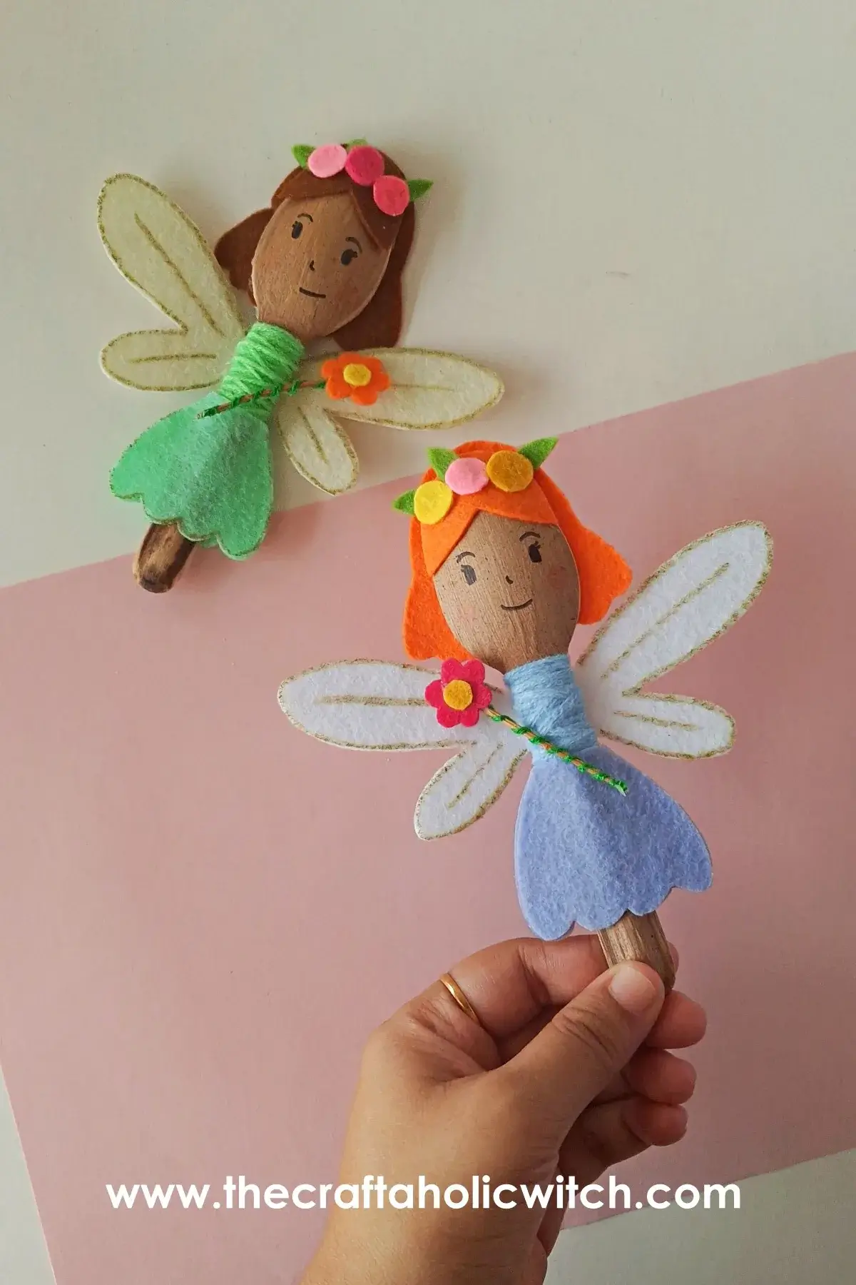 Easy Recycled Spoon Fairy for Kids craft tutorial Easy spoon fairy craft for kids with free printable felt template and step-by-step photo tutorial