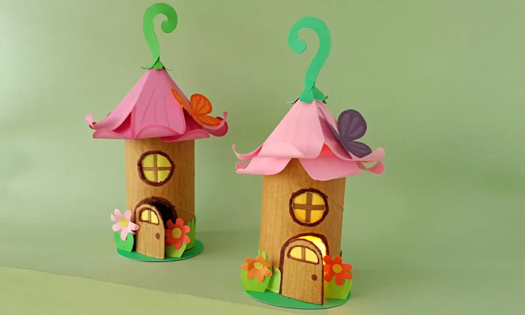 Toilet Paper Roll Fairy House Lantern (Free Template)