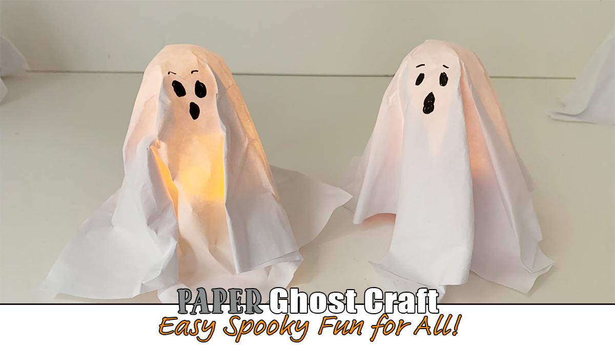 20 Easy Halloween Paper Crafts for Kids to Make at Home 6 Easy paper ghost craft: white paper ghost with a black marker face for kids