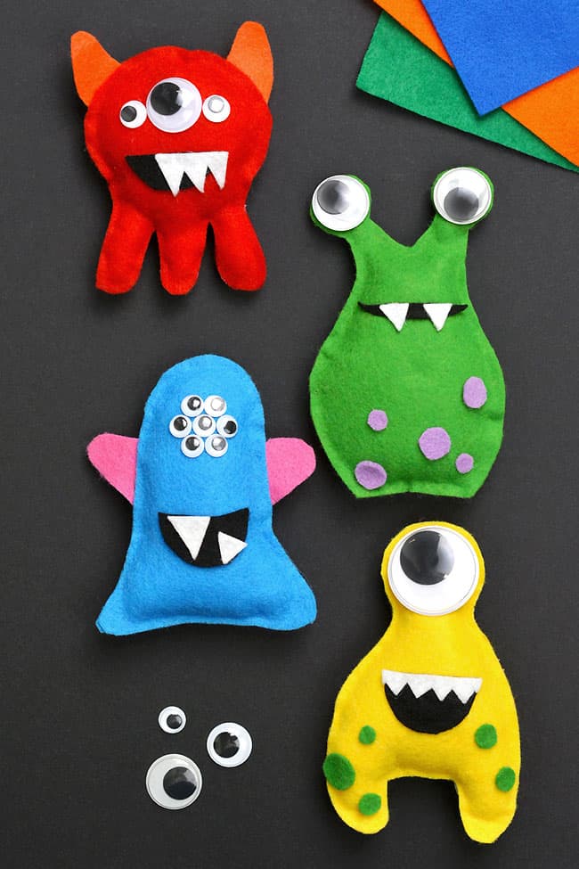Felt monster plush: no sew felt monster softie with mix and match parts