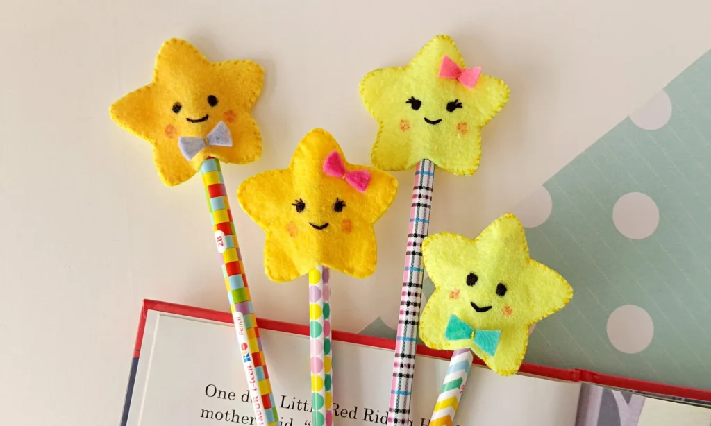 Felt Star Pencil Toppers (Easy Beginner Sewing Tutorial)