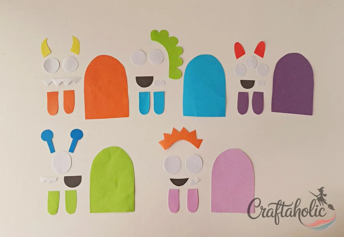 DIY Monster Bookmarks (Easy Paper Craft for Kids) 3 Tracing and cutting monster bookmark patterns from colored craft paper