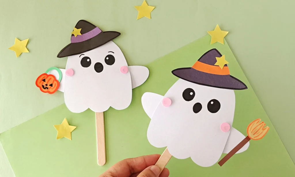 Make a Cute Moving Ghost Puppet out of Paper (+ template)