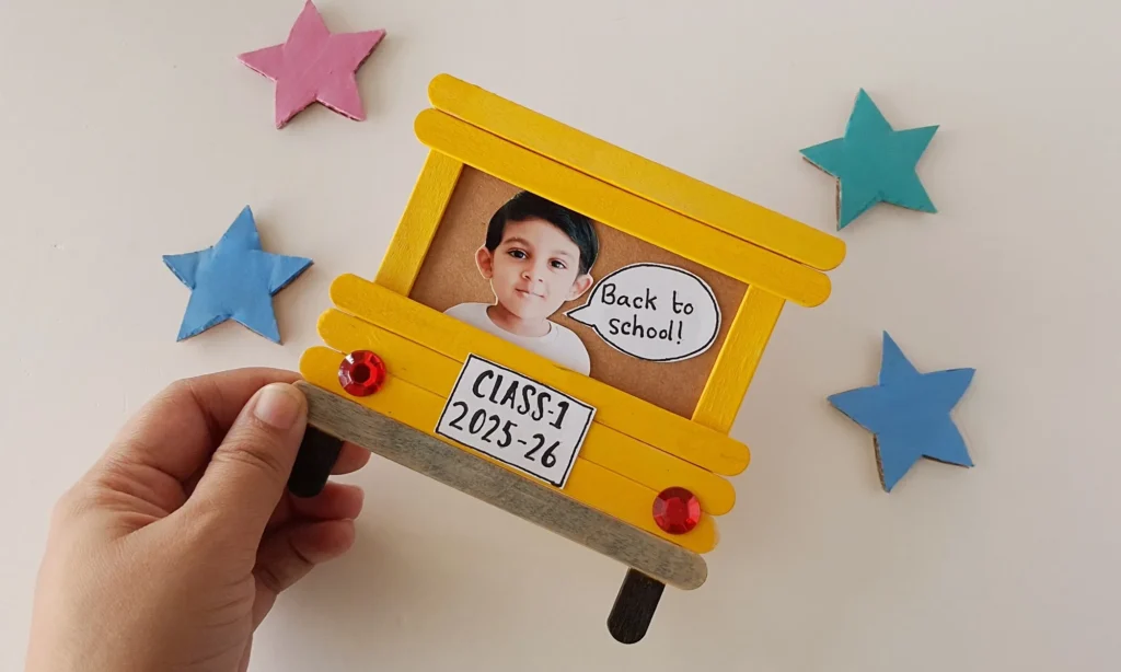 Popsicle Stick School Bus Photo Frame
