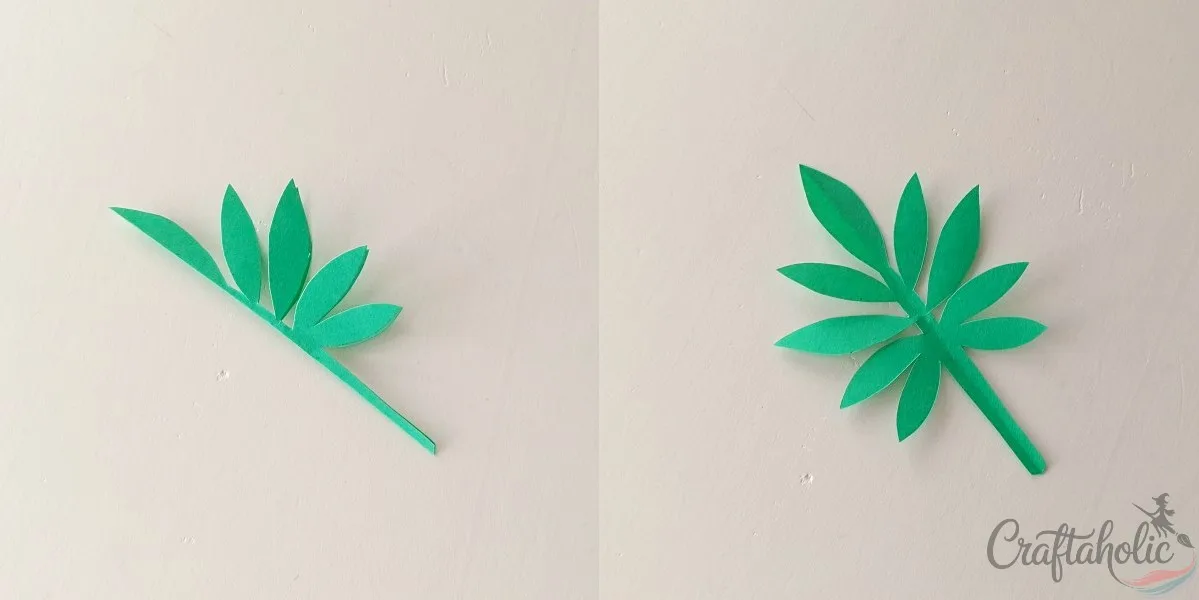 Cutting and unfolding the paper marigold leaf