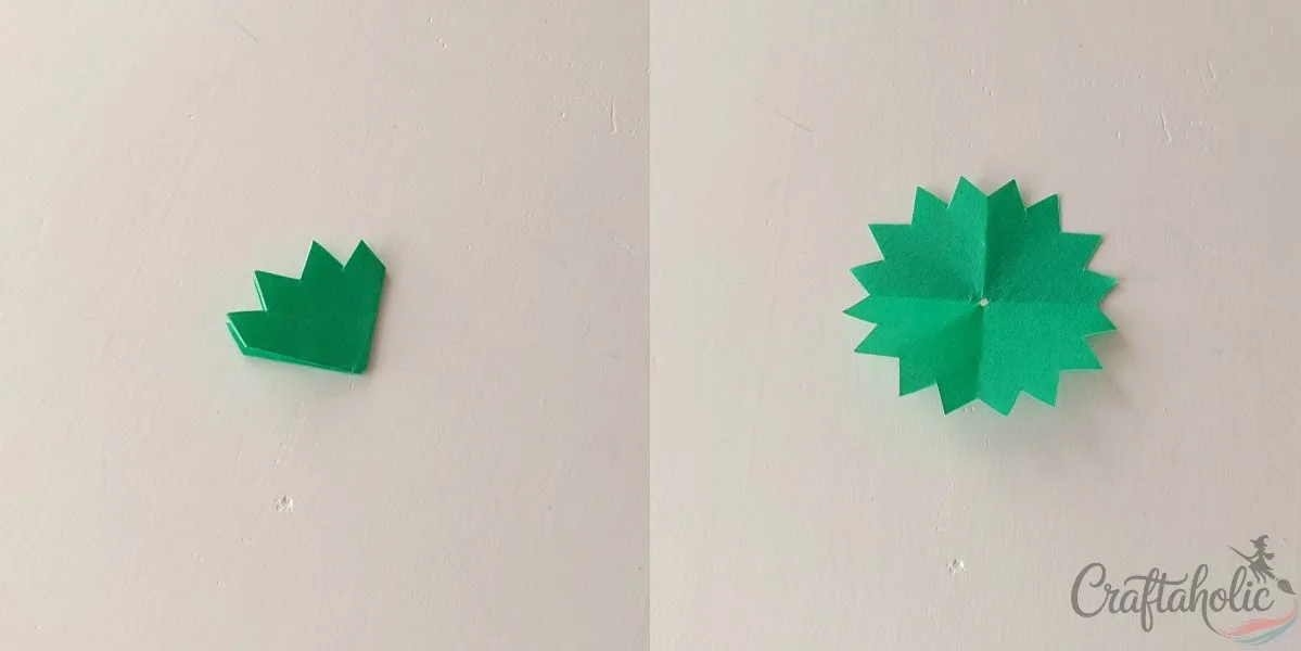 Cutting and unfolding the paper marigold sepal
