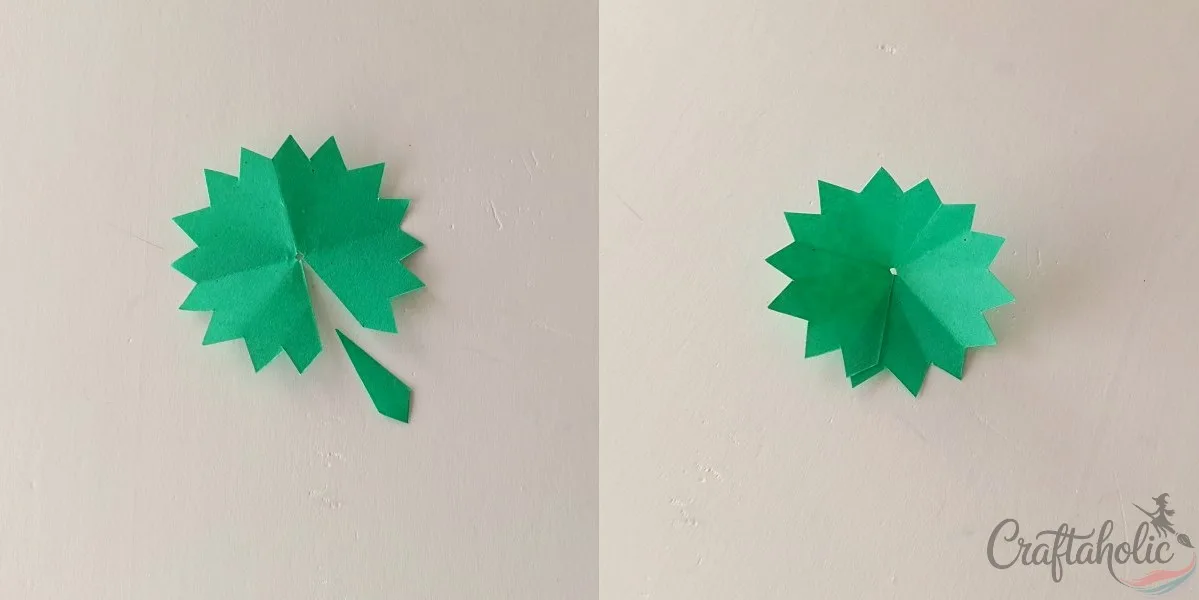 Shaping the paper marigold sepal into a 3D cup
