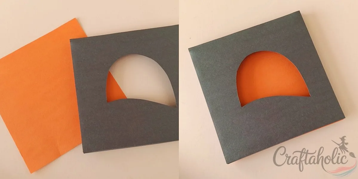 Gluing the First Layer to the Base Gluing the first layer onto the orange base paper