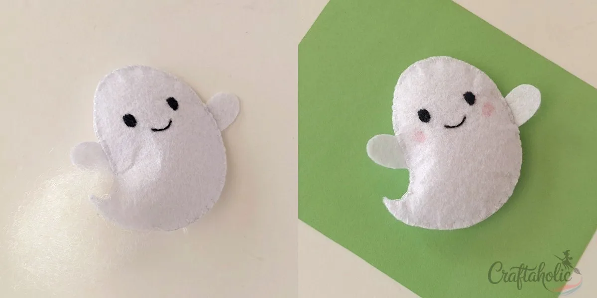 4 Easy to Make Felt Halloween Plushies (Bat, Cat, Ghost, Pumpkin) + Pattern 14 Stuffing and finishing the felt ghost plush
