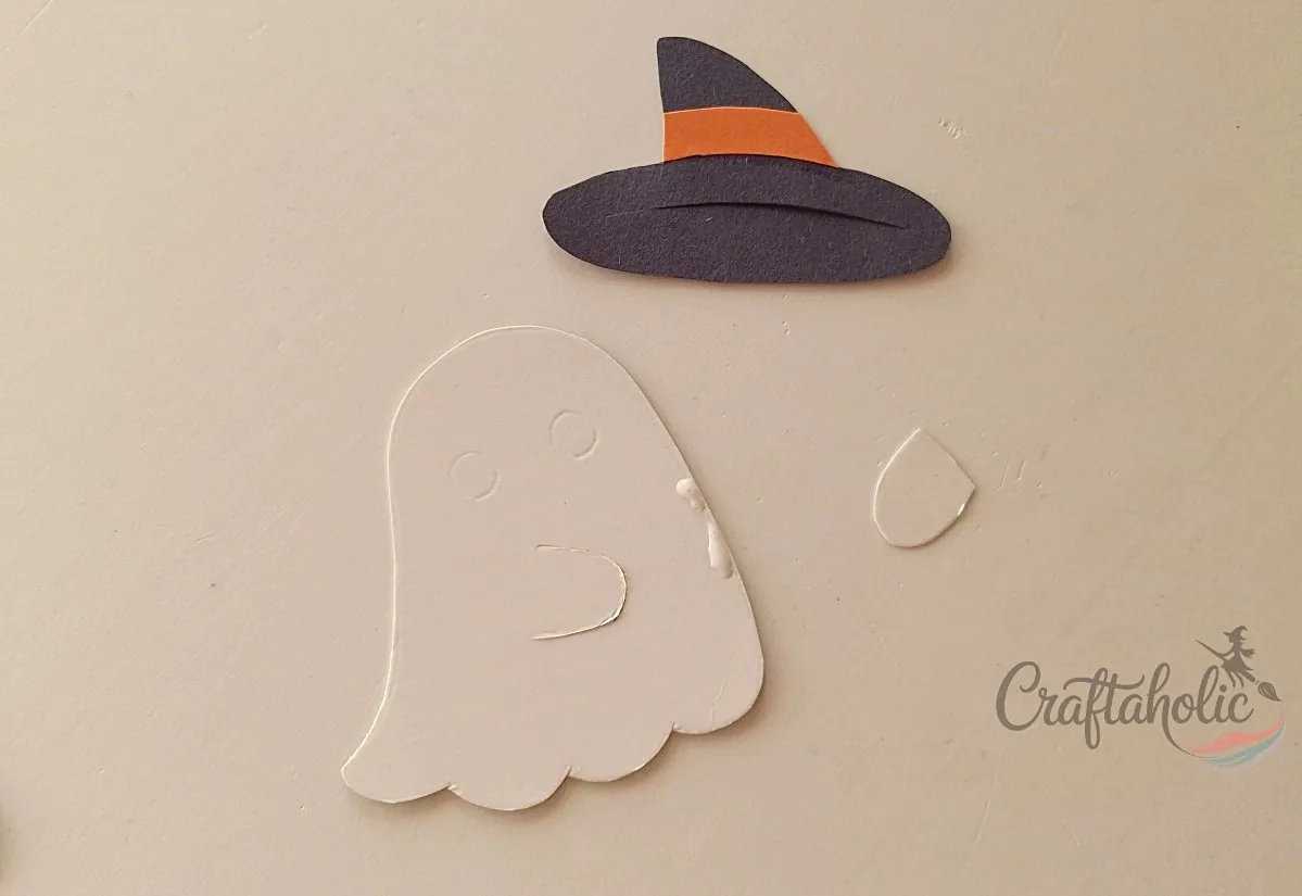 Prepping Ghost 3's body and hat Ghost-3 pattern glued along the right side before attaching its hat
