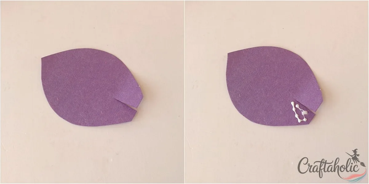 Cutting a 1cm slit at the bottom of a paper flower petal