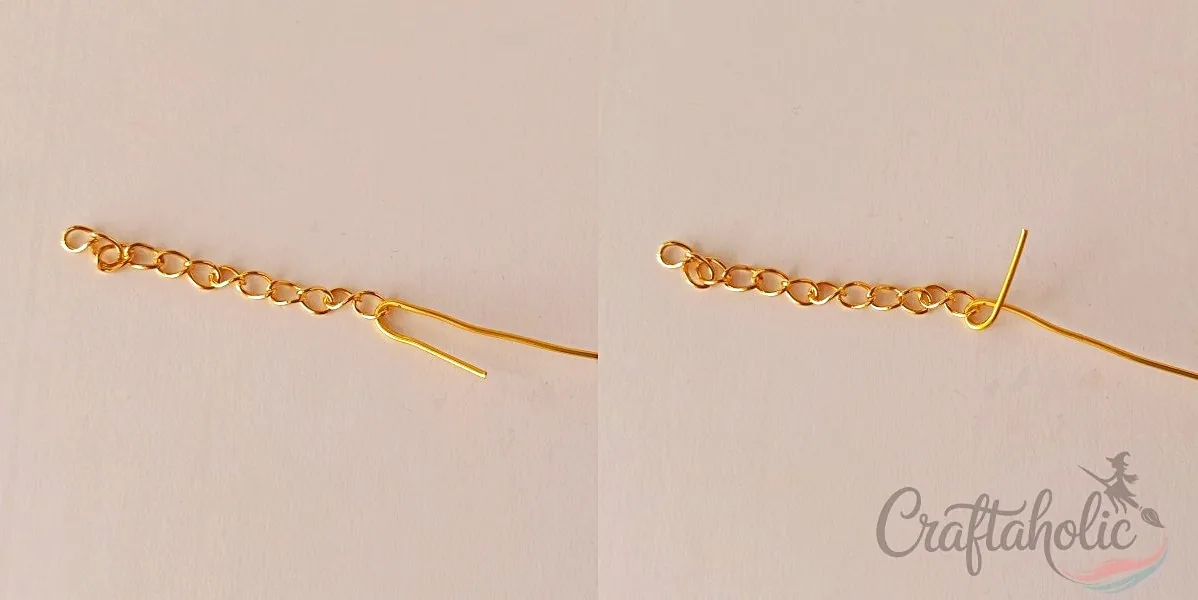 Beaded choker necklace, step 5 Attaching the closure chain to the choker base wire