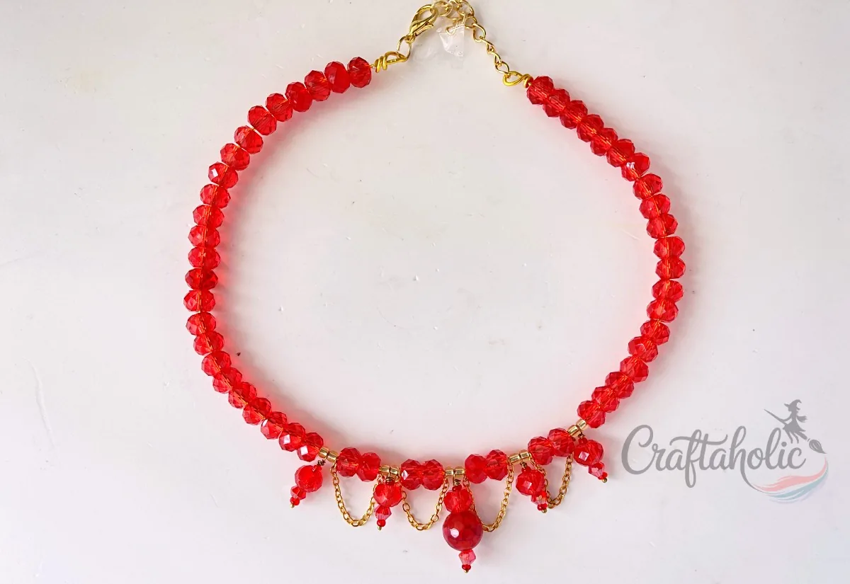 Beaded choker necklace, step 17 Closing and adjusting the finished beaded choker necklace