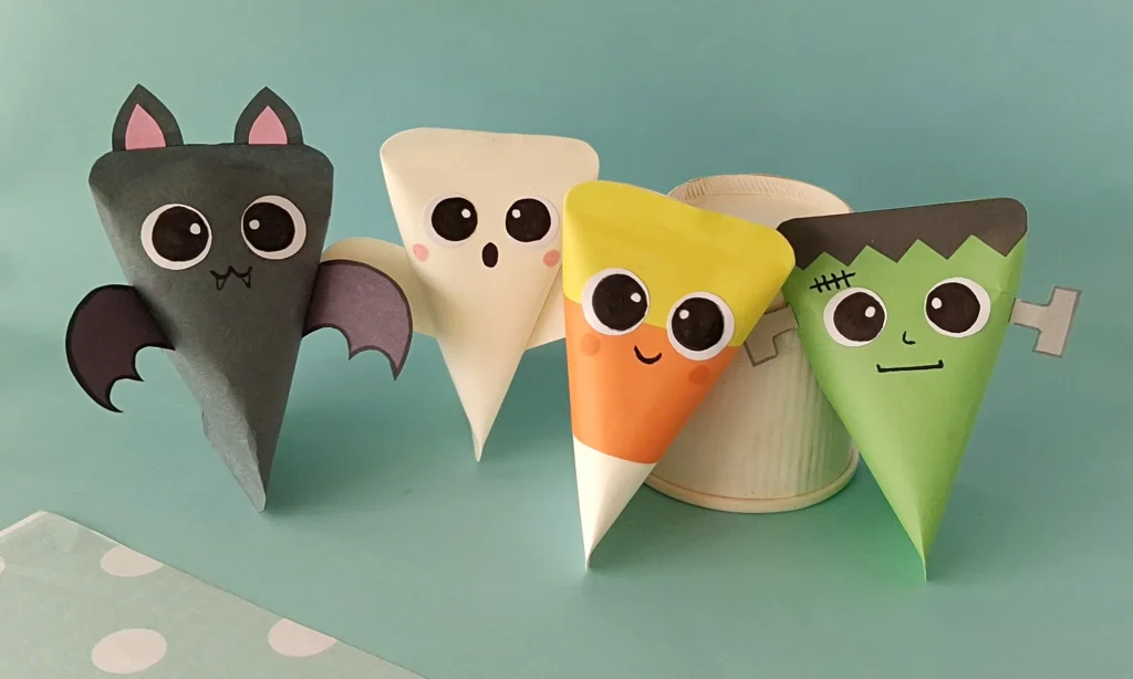 Easy to Make Paper Halloween Treat Box Set with Free Template
