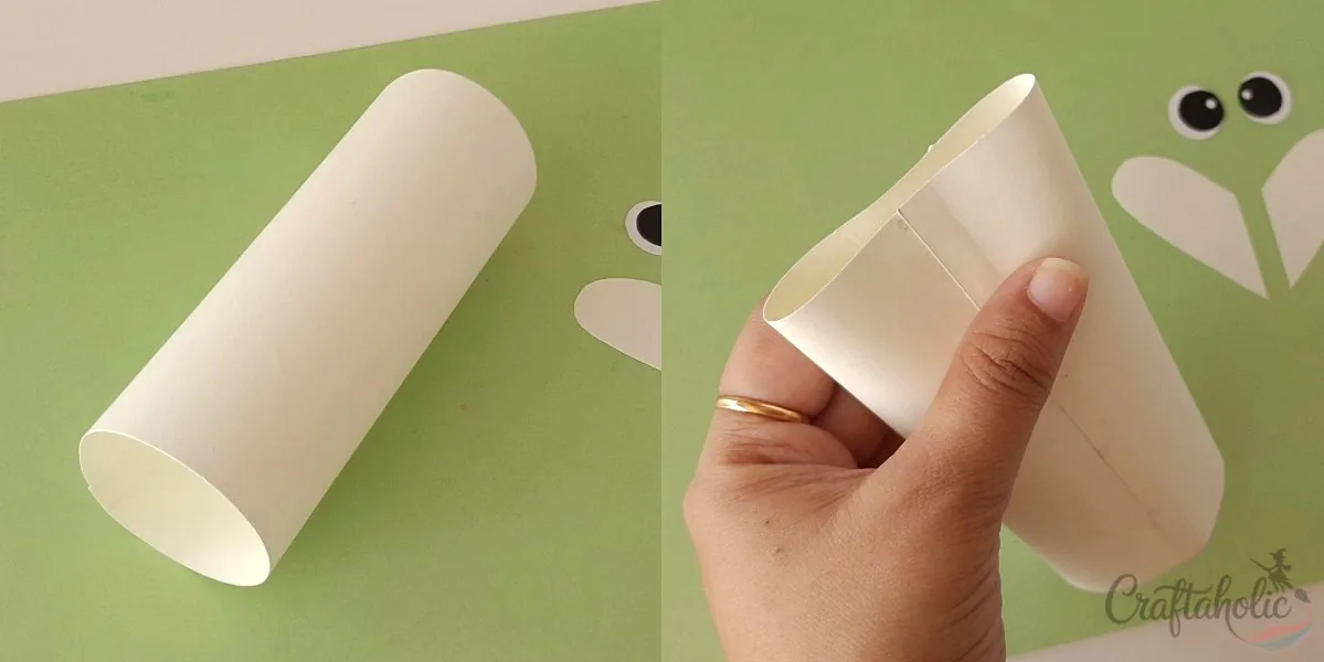 Ghost treat box, step 2: rolling the base Rolling and flattening the ghost treat box paper base