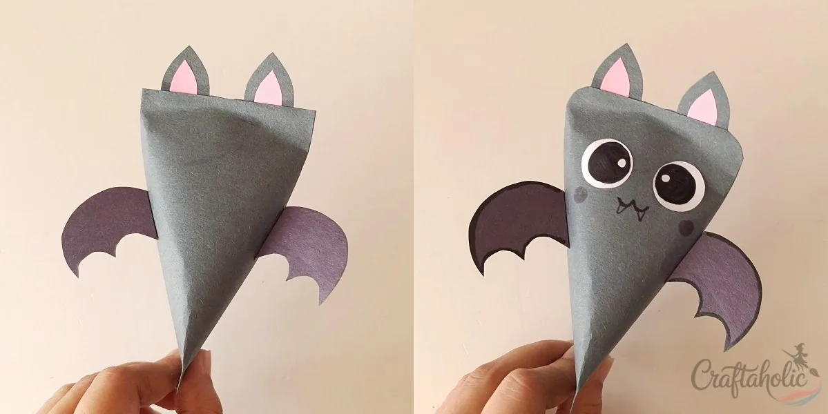 Bat treat box, step 4: attaching wings Attaching the wings and drawing the face on the bat treat box