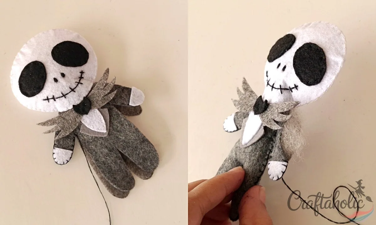 Stuffing Jack's body Stuffing the arms and legs of the felt Jack doll one part at a time